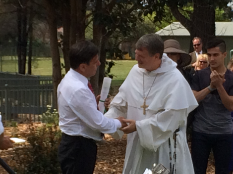 Archbishop Anthony Fisher OP congratulates Sergio Rosato Archbishop Anthony Fisher OP congratulates Sergio Rosato
