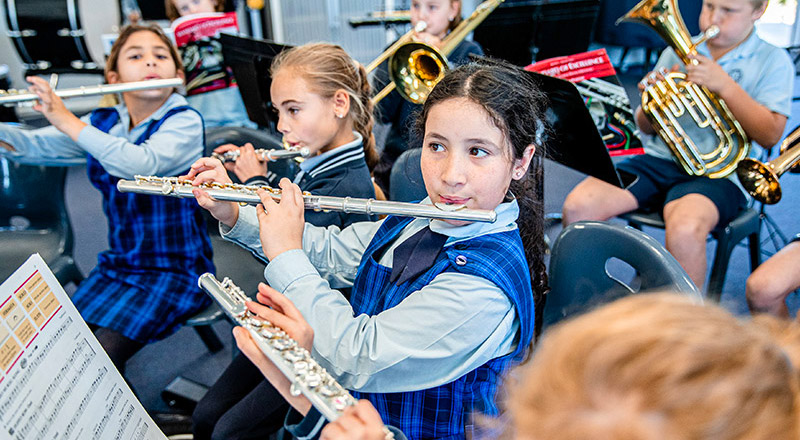 Band students practising at St Thomas Aquinas Catholic Primary Springwood