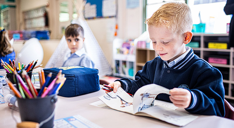 Students learning Literacy and writing at St Thomas Aquinas Catholic Primary Springwood