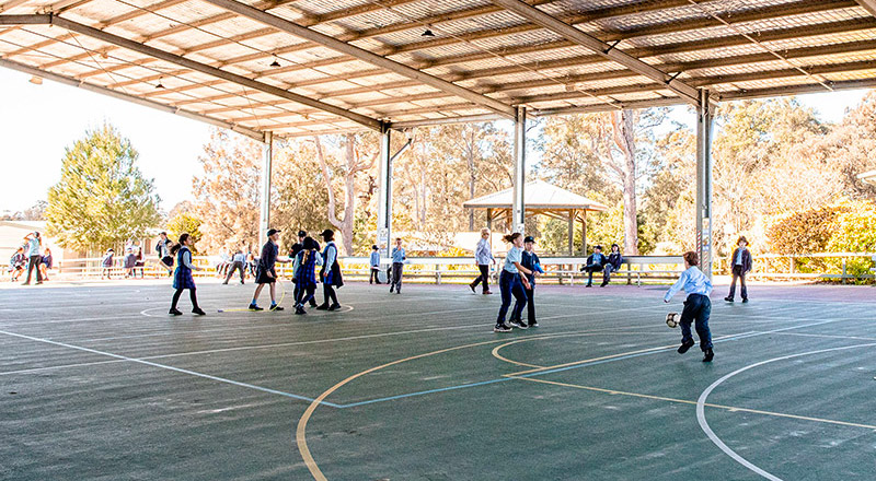 Studentrs from St Thomas Aquinas Catholic Primary Springwood playing outdoors