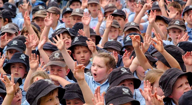 St Thomas Aquinas Catholic Primary Springwood students at school assembly