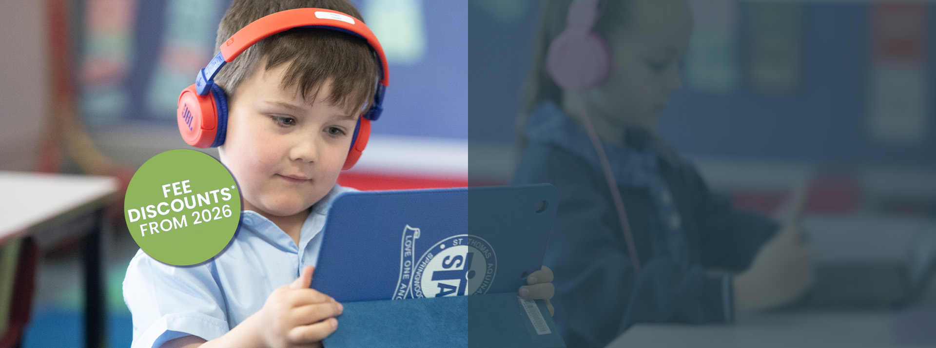 St Thomas Aquinas Catholic Primary School student using iPad