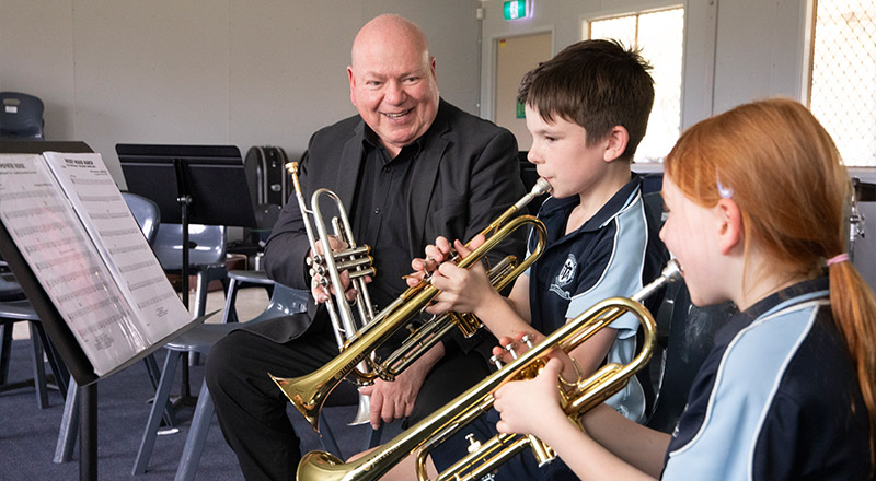 Band students practising at St Thomas Aquinas Catholic Primary Springwood