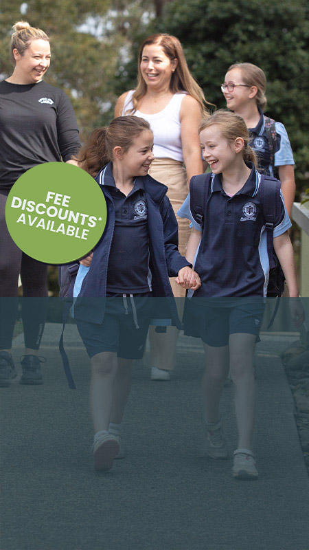 St Thomas Aquinas, Springwood students and parents walking and holding hands