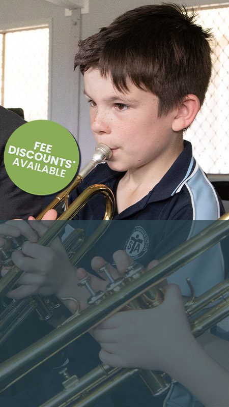 St Thomas Aquinas, Springwood student playing trumpet.